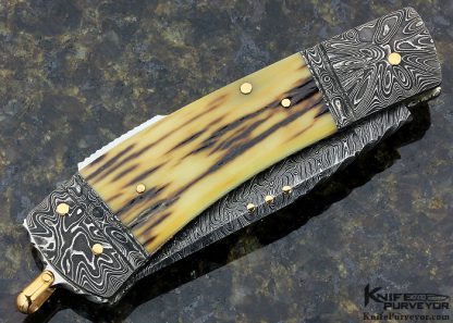 Kaj Embretsen Custom Knife Sole Authorship Damascus & Mammoth Lockback - Image 3