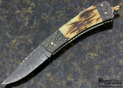 Kaj Embretsen Custom Knife Sole Authorship Damascus & Mammoth Lockback