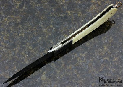 Kaj Embretsen Custom Knife Damascus Lockback Carved by Issak Bergh - Image 6