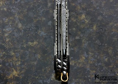 Kaj Embretsen Custom Knife Damascus & Amber Multi Blade Lockback - Image 7