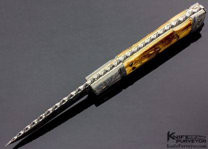 Kaj Embretsen Custom Knife Mammoth and Damasteel Lockback - Image 4