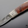 Kaj Embertsen Custom Knife Ironwood and Sole Authorship Mosaic Damascus Lockback - Image 3