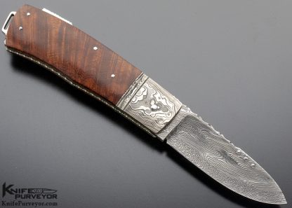 Kaj Embertsen Custom Knife Ironwood and Sole Authorship Mosaic Damascus Lockback