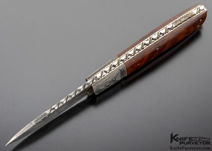 Kaj Embertsen Custom Knife Ironwood and Sole Authorship Mosaic Damascus Lockback - Image 6