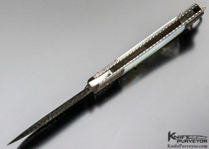 Kaj Embretsen Custom Knife Jumbo Mother of Pearl Shell, Mosaic Damascus and Turkish Twist Damascus Bale Lock - Image 7