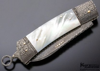 Kaj Embretsen Custom Knife Jumbo Mother of Pearl Shell, Mosaic Damascus and Turkish Twist Damascus Bale Lock - Image 5