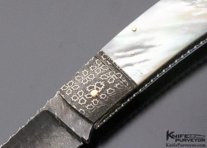 Kaj Embretsen Custom Knife Jumbo Mother of Pearl Shell, Mosaic Damascus and Turkish Twist Damascus Bale Lock - Image 2