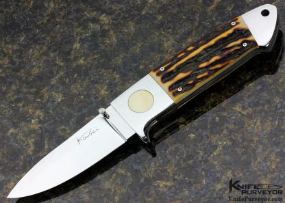 Kansei Matsuno Custom Knife  Folding Loveless Style Stag Integral Drop Point Hunter