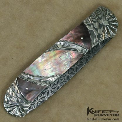 Ken Steigerwalt Custom Knife Damascus & Blacklip Pearl Scale Release Auto - Image 3