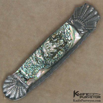 Ken Steigerwalt Custom Knife Abalone & Devin Thomas Damascus Automatic - Image 3