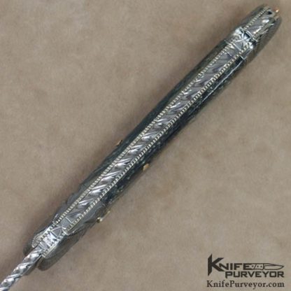 Ken Steigerwalt Custom Knife Abalone & Devin Thomas Damascus Automatic - Image 4