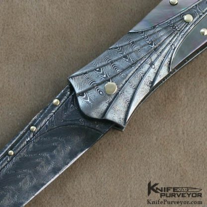 Kenny Steigerwalt Custom Knife Black Lip & Damascus Lockback - Image 2