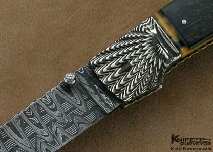 Ken Steigerwalt Custom Knife Lockback with Fluted Damascus Bolsters - Image 2
