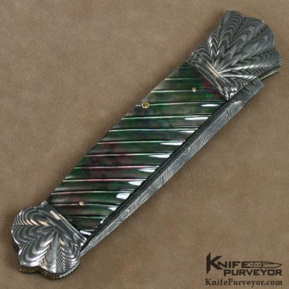 Ken Steigerwalt Custom Knife Fluted Blacklip Pearl & Scalloped Damascus Bolstered Auto - Image 3