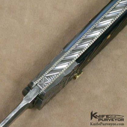 Ken Steigerwalt Custom Knife Fluted Blacklip Pearl & Scalloped Damascus Bolstered Auto - Image 4