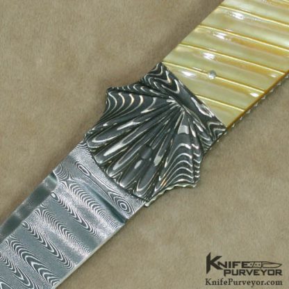Ken Steigerwalt Custom Knife Damascus & Goldlip Scale Release Auto - Image 2