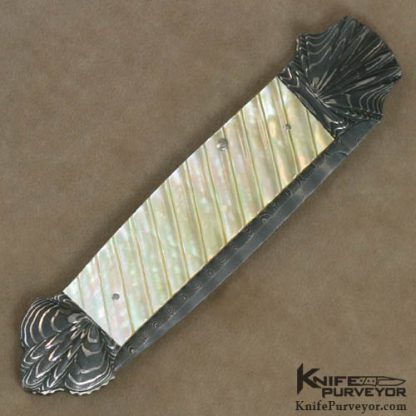 Ken Steigerwalt Custom Knife Damascus & Goldlip Scale Release Auto - Image 3
