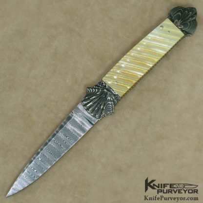 Ken Steigerwalt Custom Knife Damascus & Goldlip Scale Release Auto