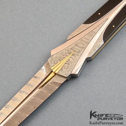 Ken Steigerwalt Custom Knives Pen Shell & Damasteel Damascus Lockback Dagger - Image 2