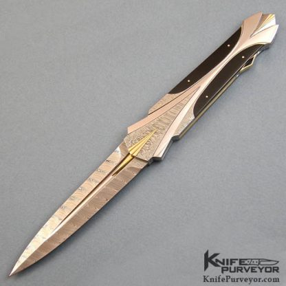 Ken Steigerwalt Custom Knives Pen Shell & Damasteel Damascus Lockback Dagger