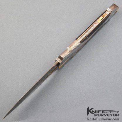 Ken Steigerwalt Custom Knives Pen Shell & Damasteel Damascus Lockback Dagger - Image 4