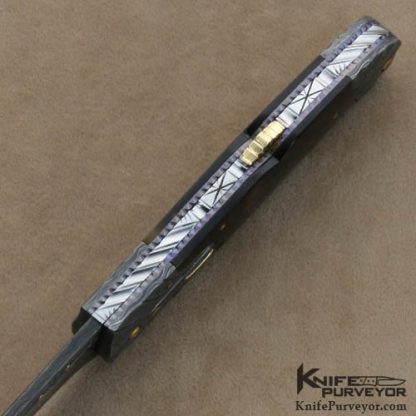 Ken Steigerwalt Custom Knives #1 Antique Tortoise Shell and Carved Devin Thomas Damascus Automatic Lockback - Image 5