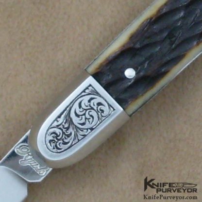 Ryuichi Kawamura Custom Knife Remington Jigged Bone Mulitblade Slipjoint Engraved by Simon Lytton - Image 2