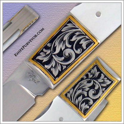 Ryuichi Kawamura's Custom Knife: Mother of Pearl Lockback Engraved by Jon Robyn  Aug 31 2007 - Image 2