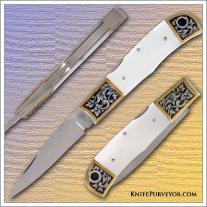 Ryuichi Kawamura's Custom Knife: Mother of Pearl Lockback Engraved by Jon Robyn  Aug 31 2007