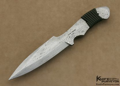 Oleksander Obrebchuk Bogdanovich Custom Knife Integral Damascus Cord Wrapped Fighter