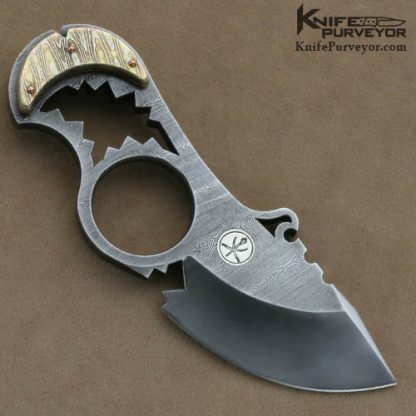 Oleksander Orebchuk Bogdanovich Custom Knives Sole Authorship Damascus #02 Piranha I Skinner Blade Fixed Blade - Image 5