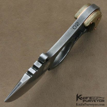 Oleksander Orebchuk Bogdanovich Custom Knives Sole Authorship Damascus #02 Piranha I Skinner Blade Fixed Blade - Image 4
