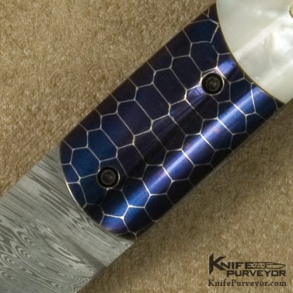 Kelly Carlson Custom Knife Mother of Pearl Damasteel & Damascus Linerlock - Image 2