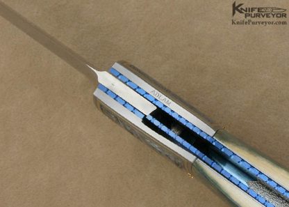 Kelly Carlson Custom Knife Blue Mammoth Ivory Linerlock Engraved by Tim Adlam - Image 7