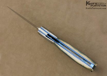Kelly Carlson Custom Knife Blue Mammoth Ivory Linerlock Engraved by Tim Adlam - Image 6