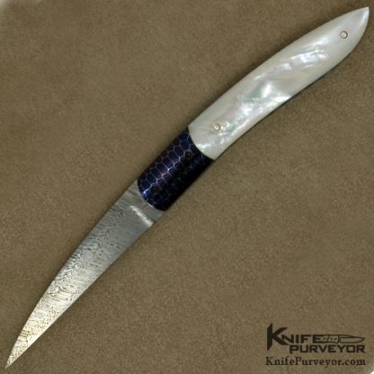 Kelly Carlson Custom Knife Mother of Pearl Damasteel & Damascus Linerlock