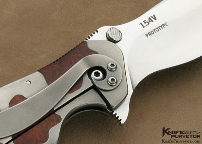 Ken Onion Custom Knife Desert Ironwood & Titanium "Taboo" Prototype Flipper Frame Lock - Image 4