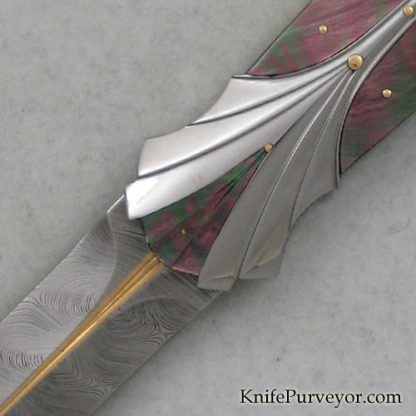 Ken Steigerwalt Custom Knife Fluted Blacklip Pearl and Steel Lockback Dagger - Image 2