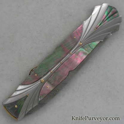 Ken Steigerwalt Custom Knife Fluted Blacklip Pearl and Steel Lockback Dagger - Image 3