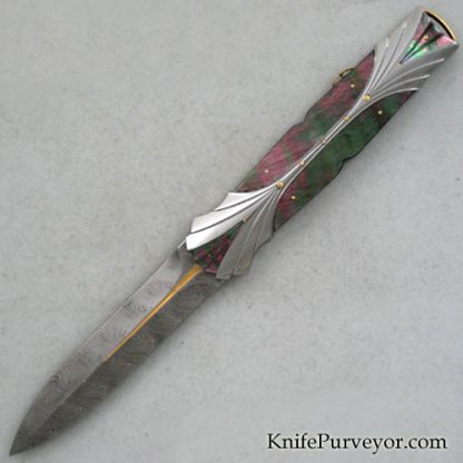 Ken Steigerwalt Custom Knife Fluted Blacklip Pearl and Steel Lockback Dagger