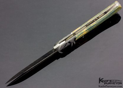 Ken Steigerwalt Custom Knife Fluted & Polished Differential Acid Etched Damascus Lockback - Image 7