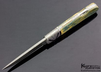 Ken Steigerwalt Custom Knife Fluted & Polished Differential Acid Etched Damascus Lockback - Image 4