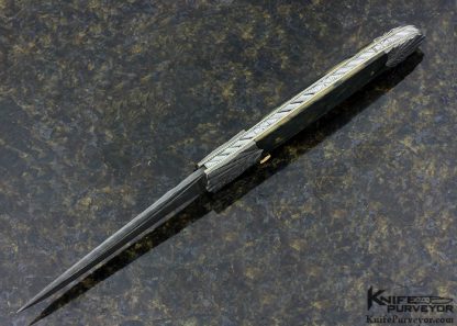 Ken Steigerwalt Custom Knife Damascus & Blue MammothTab Release Auto - Image 4