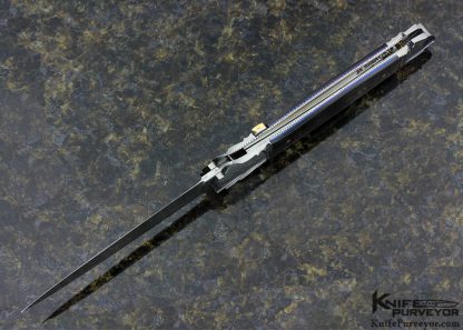 Ken Steigerwalt Custom Knife Fluted Blade Black Lip Tahitian Pearl "Regalis" Damascus Auto Tab Release Dagger - Image 5