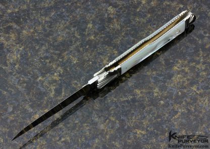 Ken Steigerwalt Custom Knife Mother of Pearl Front Lock w/ Fluted Bolsters - Image 4