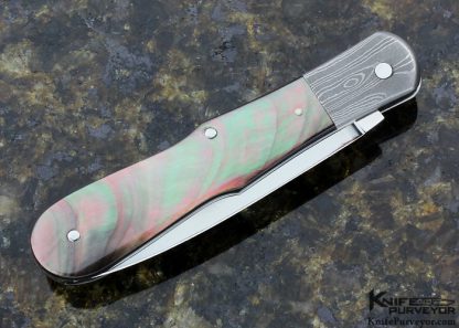 Ken Steigerwalt Custom Knife Damascus & Black Lip Tahitian Pearl Shell Slipjoint - Image 3