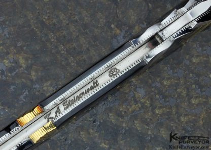 Ken Steigerwalt Custom Knives Fluted 416 Stainless Steel with 18K Gold and Black Lip Tahitian Pearl Shell Lockback Art Dagger - Image 6