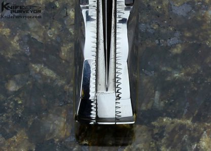 Ken Steigerwalt Custom Knives Fluted 416 Stainless Steel with 18K Gold and Black Lip Tahitian Pearl Shell Lockback Art Dagger - Image 7