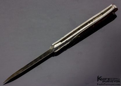Ken Steigerwalt Custom Knife Amber and Damascus Lockback Dagger (Featured in a Video) - Image 5
