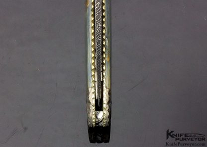Ken Steigerwalt Custom Knife Blue Mammoth and Fluted Damascus Lockback - Image 7